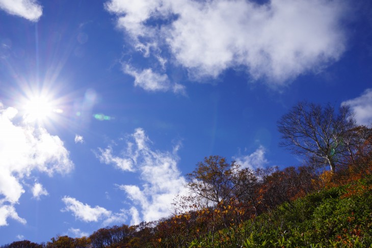 層雲峡黒岳ロープウェイ 秋本番紅葉の山肌に初雪の訪れ。